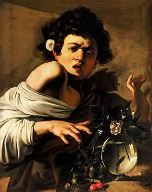 Chico mordido por una lagartija, de Caravaggio, 1596.