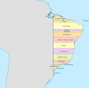 1534Brasil según el Tratado de Tordesillas.