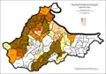 Proporción de croatas en Brčko por asentamientos 1971