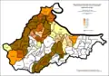 Proporción de croatas en Brčko por asentamientos 1981