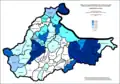 Proporción de serbios en Brčko por asentamientos 1991