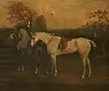 Caballos en un paisaje, escuela inglesa, siglo XIX.
