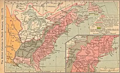 Colonias de América del Norte en el año 1763-1776.