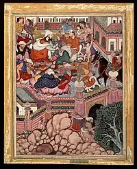 Umar, disfrazado de Mazmahil el Cirujano, practica la charlatanería sobre los hechiceros de Antali, c. 1570.