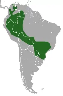 Mapa de distribución de Caluromys lanatus