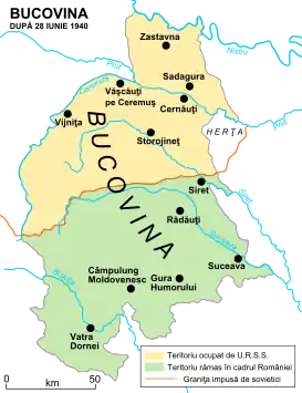 División de Bucovina en 1940.