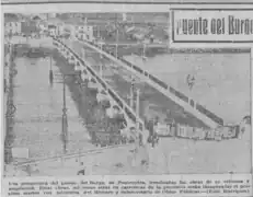 Final de las obras en 1954, con el puente de madera a la izquierda