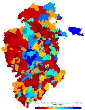 Crecimiento de la población entre 1998 y 2008