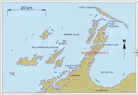 Mapa del archipiélago Dampier y la península Burrup