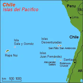 Mapa de las islas del Pacífico de Chile