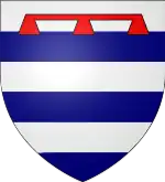  Shield shape showing alternating blue and silver horizontal stripes