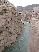 Cañón del Río Jáchal en Precordillera.