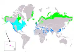 Distribución de Calidris alpina