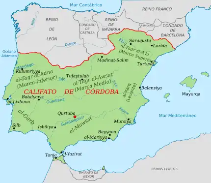 Califato de Córdoba en el año 1000.