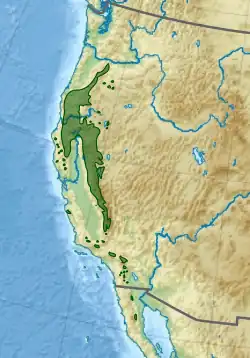 Distribución natural de Calocedrus decurrens.