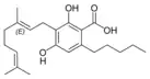 Estructura química del ácido cannabigerólico A.