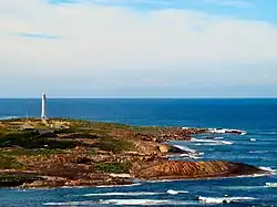 El Cabo Leeuwin  y su faro visto desde el norte