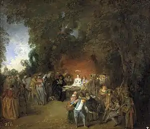 Capitulaciones de boda y baile campestre, por Antoine Watteau.