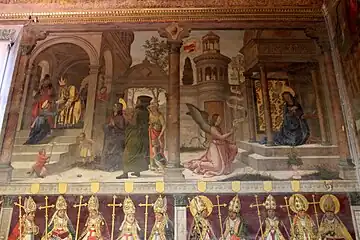 La presentación de la Virgen en el Templo y La Anunciación (1508-1511) de Juan de Borgoña, murales de la sala Capitular de la catedral de Toledo