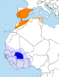 Distribución del chotacabras cuellirrojo