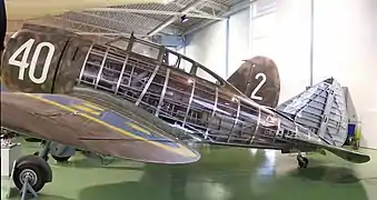 Reggiane Re.2000 de la Fuerza Aérea Sueca expuesto en el museo que la misma tiene en Linköping.