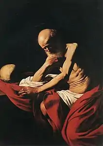 San Jerónimo penitente, Caravaggio, circa 1605.