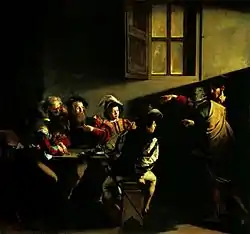 La vocación de San Mateo, Caravaggio, 1599-1600.