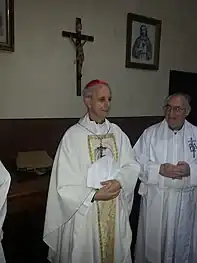 El cardenal Mario Aurelio Poli, arzobispo de Buenos Aires, durante una visita suya al monasterio.