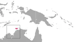 Distribución australiana de Sminthopsis butleri. La especie también se halla en Nueva Guinea.