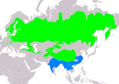 Distribución de Carpodacus erythrinus