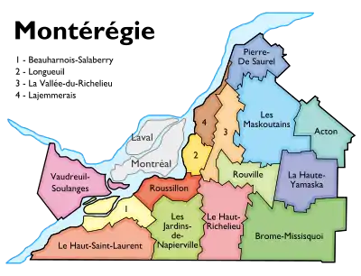 Mapa de MRC de Montérégie