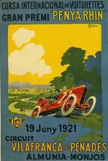 Cartell Gran Premi Penya Rhin al 1921 del Circuit de Vilafranca del Penedès