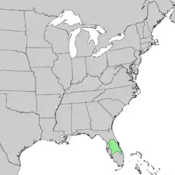 Distribución natural de Carya floridana