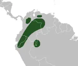 Distribución aproximada de Caryodendron orinocense