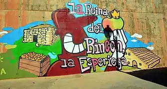 Grafiti en El Cerrado de Casasbajas (Valencia), relativo a la VI Fiesta de la Manzana (2018).