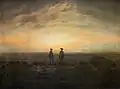 Caspar David Friedrich: Dos hombres junto al mar (1817), óleo sobre lienzo, 51 × 66 cm, Alte Nationalgalerie Berlín.