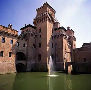 The Castello Estense en Ferrara, Italia