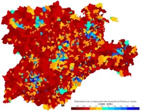 Crecimiento de la población entre 2008 y 2018