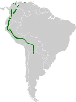 Distribución geográfica de la tangara peluda.