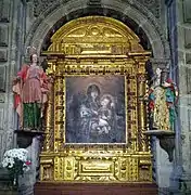 Cuadro de la Virgen del Pópulo y tallas de Santa Lucía y Santa Bárbara.