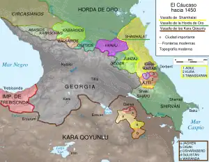 Mapa de la Transcaucasia en 1450