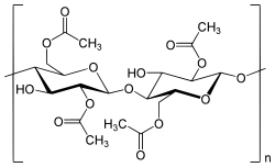 Fórmula estructural del acetato de celulosa.