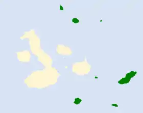 Distribución geográfica del pinzón de Darwin gris.