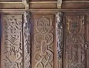 Trabajo de madera del gabinete de los cuartetos en el castillo de Pibrac.