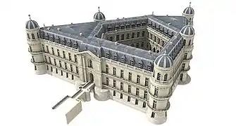 El Grand Château de Chantilly después de las reformas de Mansart, en 3D.