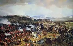 Les cuirassiers français chargent les carrés anglais.