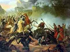 La carga de los ulanos polacos durante la batalla de Somosierra