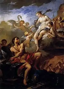 Venus solicitando armas a Vulcano para Eneas.