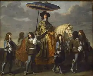 Pierre Séguier con un parasol, por Charles Le Brun, 1670