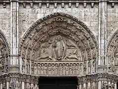 Ttímpano central de la portada real de la catedral de Chartres, ca. 1150